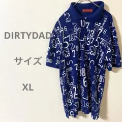 DIRTYDAD 数字プリント ポロシャツ 青 大きいサイズ