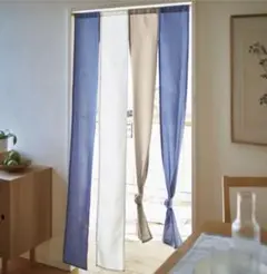 【新品未使用】のれん　四連　ブルー系　約170×85㎝　4連のれん　暖簾