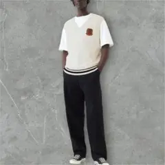 GAP オフホワイト Vネックニットベスト コットン Mサイズ　00067