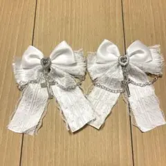 【2点】地雷系レース×リボン ヘアクリップ 闇かわ ゆめかわ クロス十字架アクセ