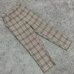 良品★カジュアルパンツ イージースラックス グレンチェック柄 ブラウン L