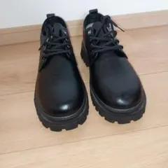 ブラック ワークブーツ 合成皮革