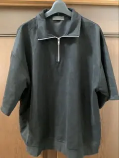 ハーフジップ デザイン 半袖プルオーバーTシャツ