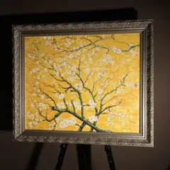 ★秀作★ 手書き油絵 ゴッホ 花咲くアーモンドの花 額付 肉筆絵画 油彩画