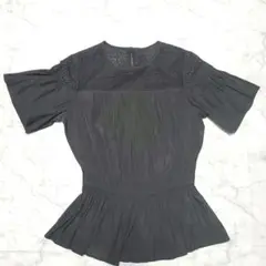 #新品✨未使用✨優美な✨groveレースディテール黒半袖トップス、Lサイズ