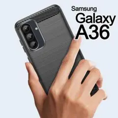 Galaxy A36 ブラック スマホケース 上下炭素