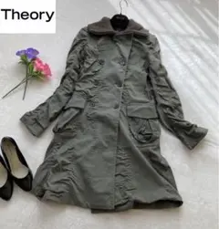 theory セオリー モッズコート カーキ ゆったりLサイズ ロング丈