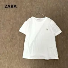 【ザラ】ロゴTシャツ　半袖　シンプル　無地　L ホワイト　白