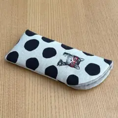 めがねケース　眼鏡ネコ生成り×ベルギーリネン濃いベージュ　ハンドメイド