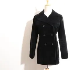 ★美品★ ミッシェルクラン ピーコート 無地 ダブルボタン ブラック