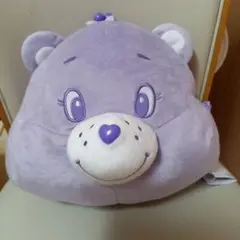 新品ケアベア　フェイスBIGがま口　むらさきぬいぐるみ