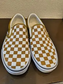 VANS ブラウン・ホワイトチェッカー スリッポン