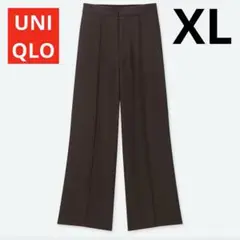 A143新品　ハイウエストドレープワイドストレートパンツ　ユニクロ　XLブラウン