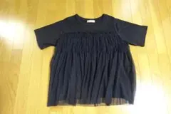 チュールレース重ねTシャツ 黒色 大きいサイズ 新品