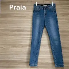 Praia 【S】スキニーデニム ブルー　ウエストゴム　綿混　カジュアル