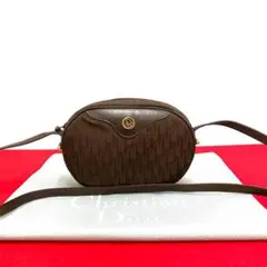ほぼ未使用 クリスチャンディオール トロッター レザー ショルダーバッグ 茶