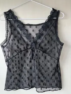 ブラックレース花柄　タンクトップ