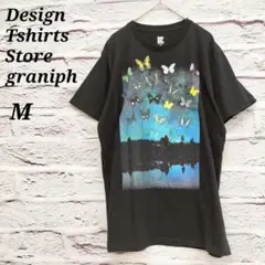 デザインティーシャツストアグラニフ 【M】 半袖Tシャツ 蝶プリント ブラック