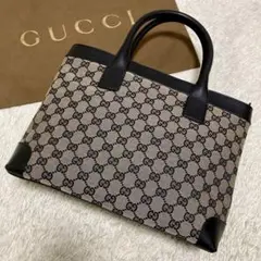 極美品✨グッチ トートバッグ GGキャンバス×レザー ブラック 0021119