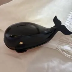 【美品】鴻池製作所 本革製 クジラ 貯金箱 南京錠付き