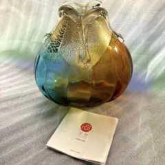 骨董　現代アート　北洋硝子　秋村実　作品　紫千巻　輪花碗　氷コップ　１客 骨董 現代アート 北洋硝子 秋村実 作品 紫千巻 輪花碗 氷コップ 1客