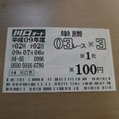 森且行デビュー戦　記念車券　川口オート