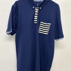 ネイビー ボタンダウン ポロシャツ XL
