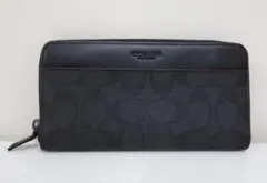 極美品 COACH コーチ シグネチャー ラウンドファスナー ウォレット/財布
