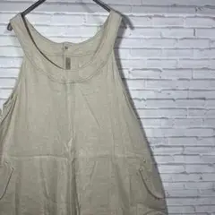achaノースリーブ オーバーオール ベージュ フリーサイズ