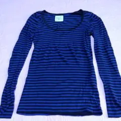 OZOC 青黒ストライプ 長袖Tシャツ