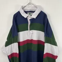 USA古着 90s REI ラガーシャツ ボーダー ポロシャツ