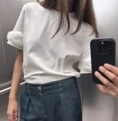 ZARA ザラ　ボリュームフラワープリントTシャツ