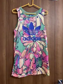 アディダス ファーム グリーン 花柄 ワンピース タンクトップ
