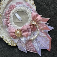 【 No.15 ピンク × 白 】色違い◎ 痛ロゼット ハンドメイド