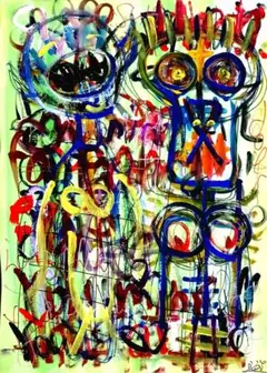 ken1作絵画 一点物A4サイズ「Aliens」