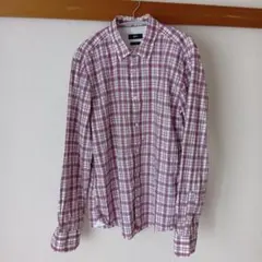 BOSS 赤と白のチェック 長袖シャツ L