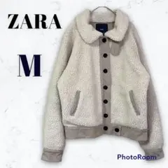 ZARAザラ ベルト付ボアボンバージャケット◆ボアブルゾン アイボリー◆M678
