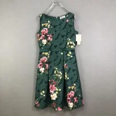 未使用品 Rose Tiara ノースリーブ フレアワンピース 40 グリーン