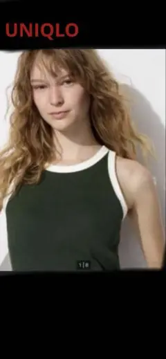 UNIQLO アメリカンスリーブタンクトップ M ダークグリーン