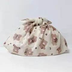 あずま袋＊小さめ・マチ付き〈くまちゃん〉かごバッグインナー ハンドメイド