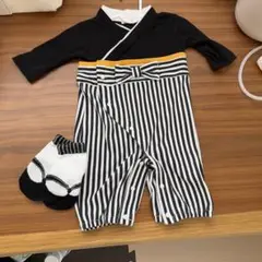 ストライプロンパースと靴下セット