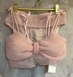 リブ素材ピンクブラジャー Mサイズ