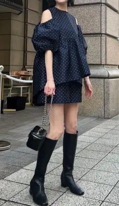 神戸レタス★ ぽこぽこジャガードペプラム&ショートパンツ　セットアップ