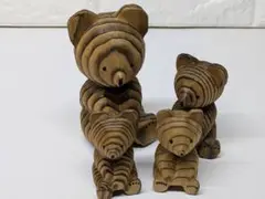 熊ボッコ 木製クマの親子 家族 置物 4セット