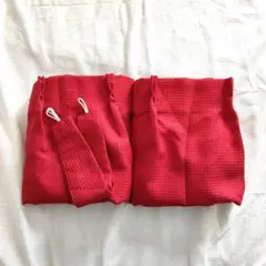 新品同様★NITORI カーテン 100×200cmタッセルフック付き 赤レッド