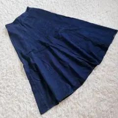 【グローバルワーク】 (M) インディゴ染めフレアマキシデニムスカート ゴム入り