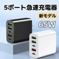 新モデル USB 急速充電器 acアダプター PD 65W 同時充電 5ポート