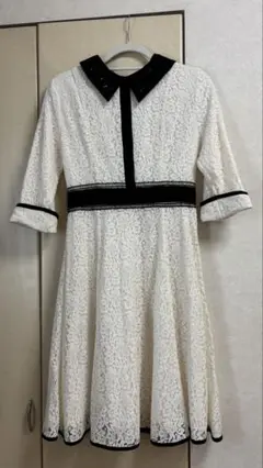 【大特価セール中】お上品なアイボリー レース 七分袖ワンピース
