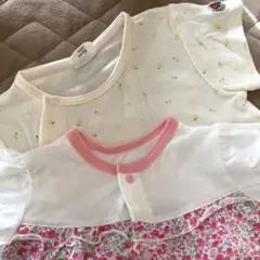 美品！70サイズ　花柄半袖カバーオール2点セット