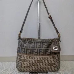 【美品 希少】FENDI ショルダーバッグ ズッカ ズッキーノ バイカラー